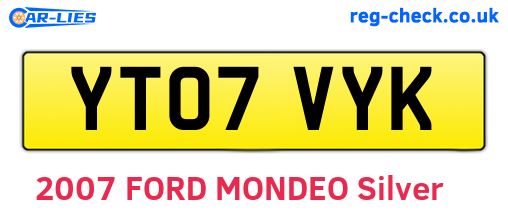 YT07VYK are the vehicle registration plates.
