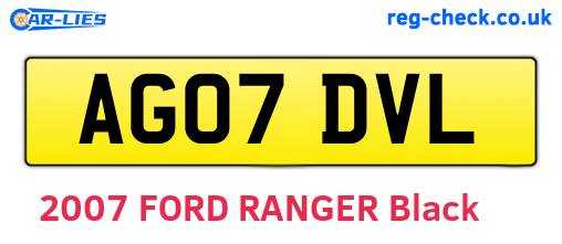 AG07DVL are the vehicle registration plates.
