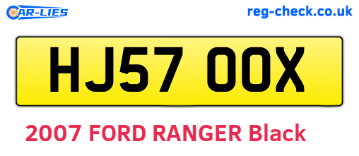 HJ57OOX are the vehicle registration plates.