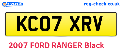 KC07XRV are the vehicle registration plates.