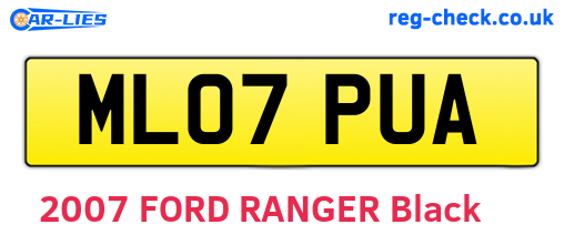 ML07PUA are the vehicle registration plates.