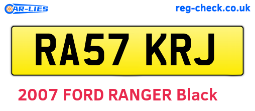 RA57KRJ are the vehicle registration plates.