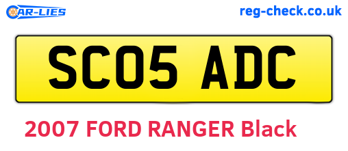 SC05ADC are the vehicle registration plates.