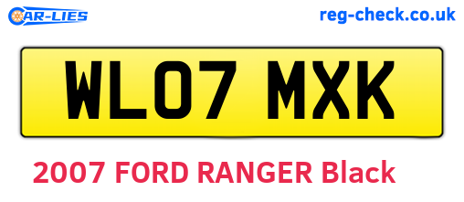 WL07MXK are the vehicle registration plates.