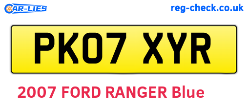 PK07XYR are the vehicle registration plates.