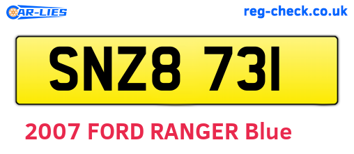 SNZ8731 are the vehicle registration plates.