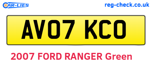 AV07KCO are the vehicle registration plates.