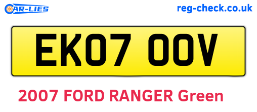 EK07OOV are the vehicle registration plates.