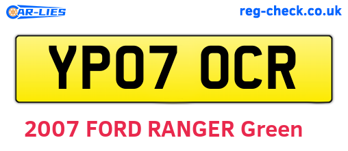YP07OCR are the vehicle registration plates.