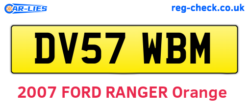 DV57WBM are the vehicle registration plates.