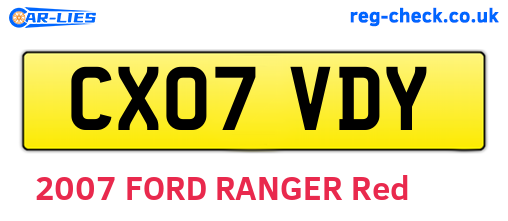 CX07VDY are the vehicle registration plates.