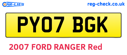 PY07BGK are the vehicle registration plates.