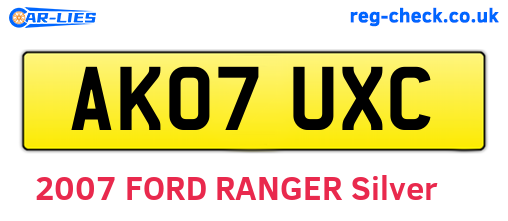 AK07UXC are the vehicle registration plates.