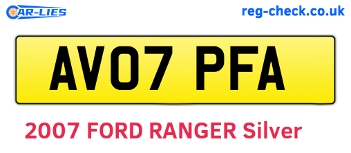 AV07PFA are the vehicle registration plates.