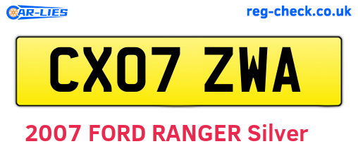 CX07ZWA are the vehicle registration plates.