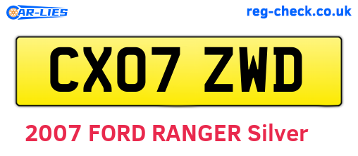 CX07ZWD are the vehicle registration plates.