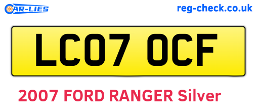 LC07OCF are the vehicle registration plates.