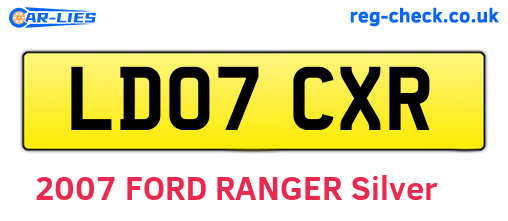 LD07CXR are the vehicle registration plates.
