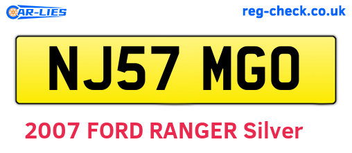 NJ57MGO are the vehicle registration plates.