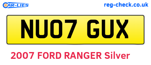 NU07GUX are the vehicle registration plates.