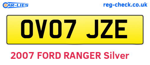OV07JZE are the vehicle registration plates.