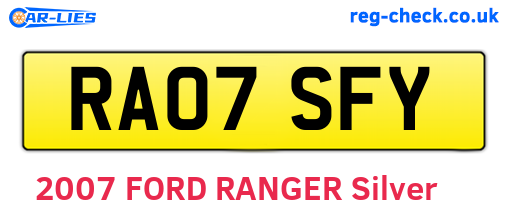 RA07SFY are the vehicle registration plates.
