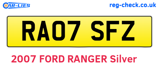 RA07SFZ are the vehicle registration plates.