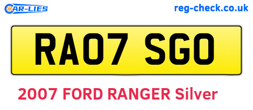 RA07SGO are the vehicle registration plates.