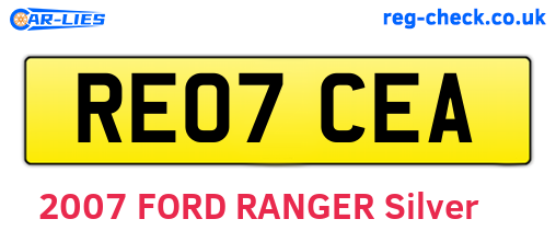 RE07CEA are the vehicle registration plates.