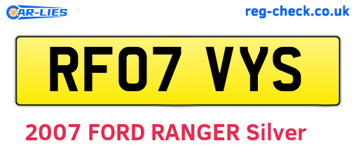 RF07VYS are the vehicle registration plates.