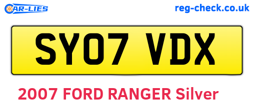SY07VDX are the vehicle registration plates.