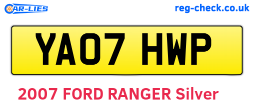 YA07HWP are the vehicle registration plates.
