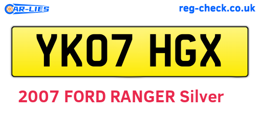 YK07HGX are the vehicle registration plates.