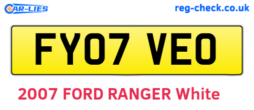 FY07VEO are the vehicle registration plates.