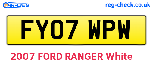 FY07WPW are the vehicle registration plates.