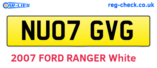 NU07GVG are the vehicle registration plates.