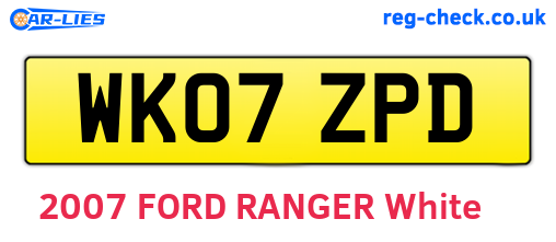 WK07ZPD are the vehicle registration plates.