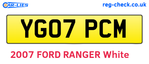 YG07PCM are the vehicle registration plates.