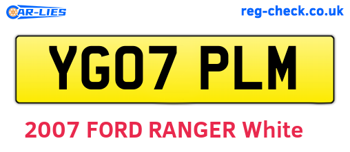 YG07PLM are the vehicle registration plates.