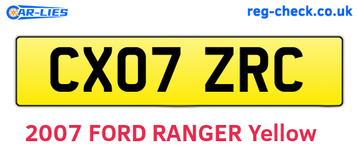 CX07ZRC are the vehicle registration plates.