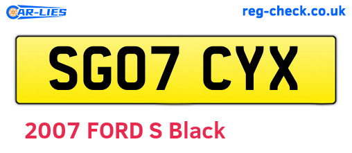 SG07CYX are the vehicle registration plates.