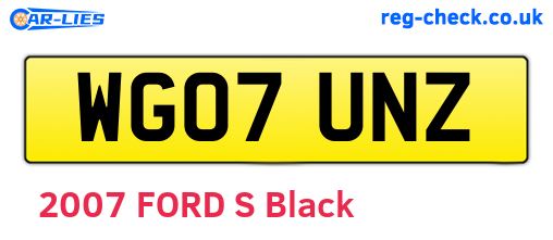 WG07UNZ are the vehicle registration plates.