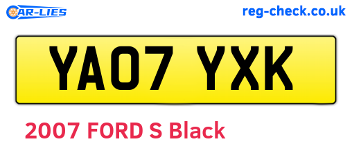 YA07YXK are the vehicle registration plates.