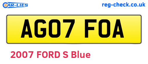 AG07FOA are the vehicle registration plates.