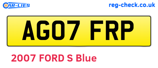 AG07FRP are the vehicle registration plates.