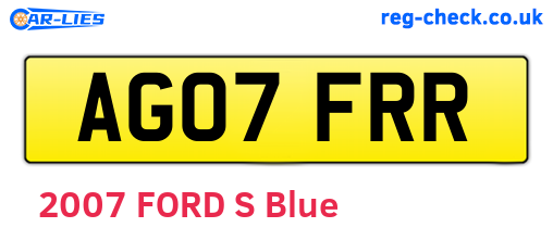 AG07FRR are the vehicle registration plates.