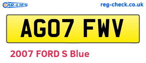 AG07FWV are the vehicle registration plates.