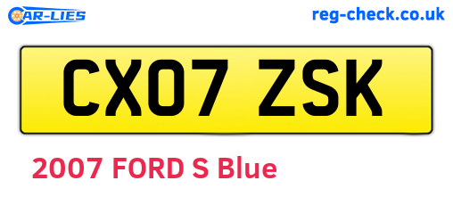 CX07ZSK are the vehicle registration plates.