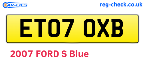 ET07OXB are the vehicle registration plates.