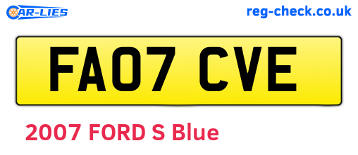 FA07CVE are the vehicle registration plates.
